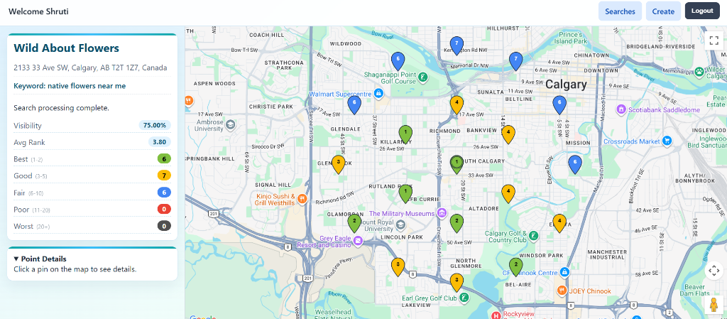 Local Search Heatmap Dashboard